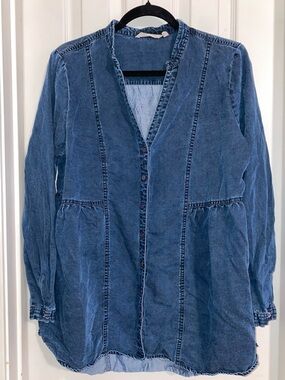 Soft Surroundings Blue Denim Button-Front Tunic